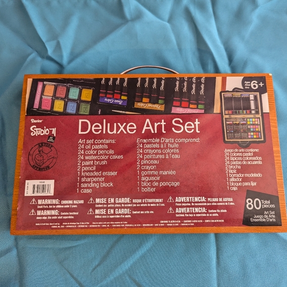 NEW Art Kit in Wooden Box with Handle - Picture 2 of 3